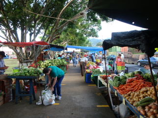 Outdoor farmer's market (feria) in Atenas, Costa Rica
