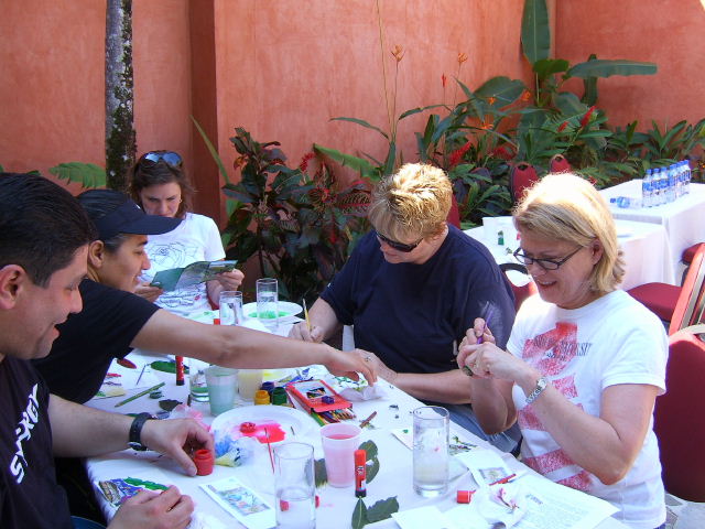 Participants in postcard workshop from incentive travel group, held at Los Sueos Resort, Playa Herradura, Costa Rica